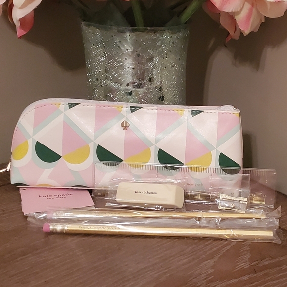 NWT! Kate Spade Geospade Zippered Pencil Case - Picture 2 of 3